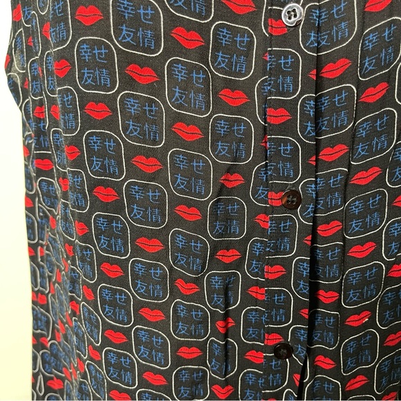 Farm Rio navy blue red lips print sleeveless chiffon maxi dress shrug sz M - Picture 5 of 9